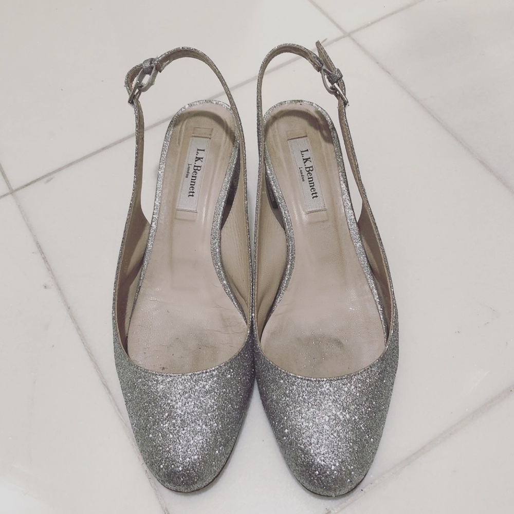 L.K. Bennett sling-back shinning heels
